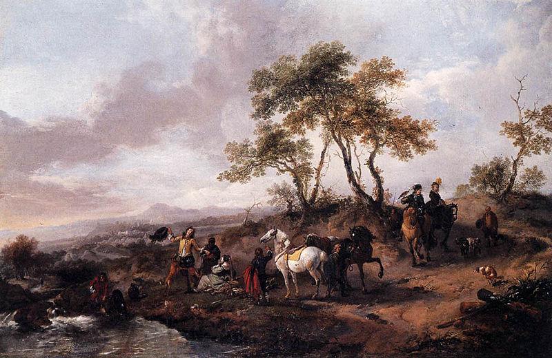 Philips Wouwerman Halt of the Hunting Party France oil painting art